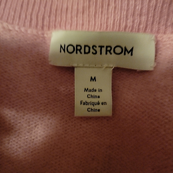 Nordstrom Cashmere Sweater V Neck Pink Medium - Picture 5 of 6